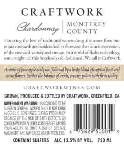 Craftwork 2018 Chardonnay Back Label – transp