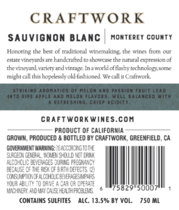 Craftwork 2019 Sauvignon Blanc Back Label – transp