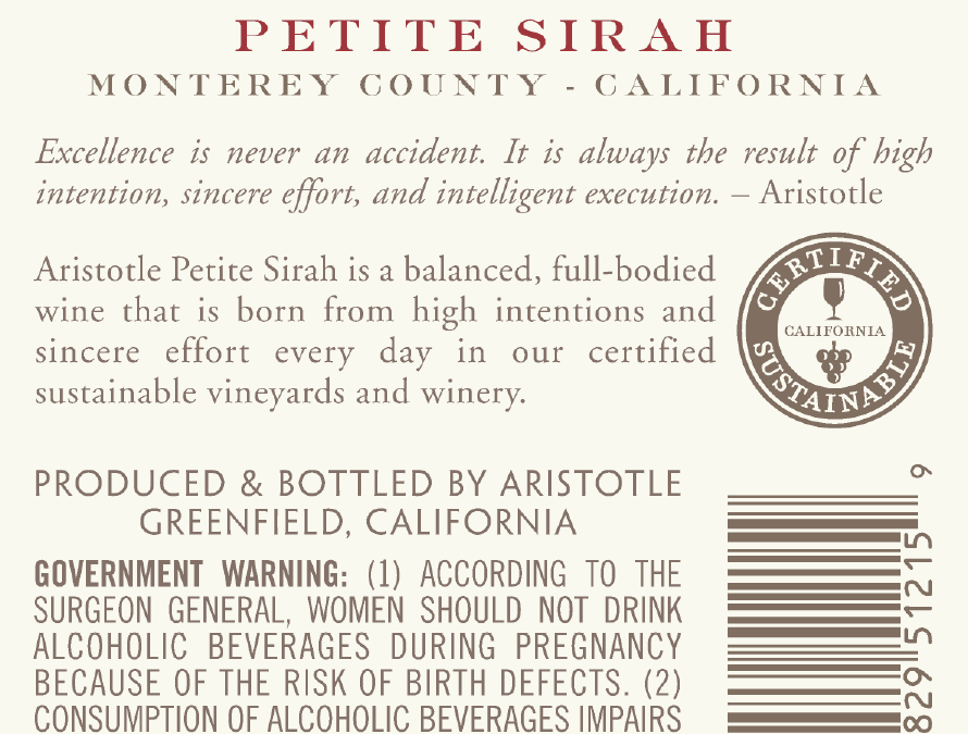 Aristotle 2019 Petite Sirah Back Label – transp