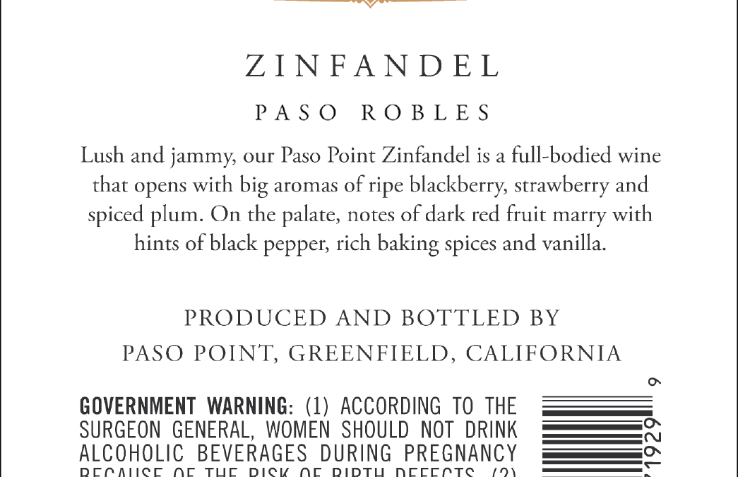 Paso Point NV Zinfandel back label -transp