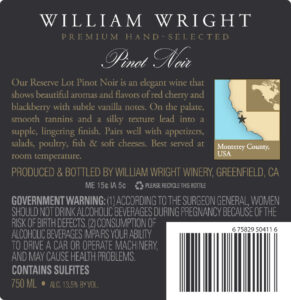 William Wright NV Pinot Noir Reserve Back Label -highres